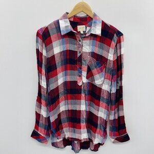 Stitch Fix ID : 23 Womens Small Pollack One Pocket Henley Top in Red Plaid 2310